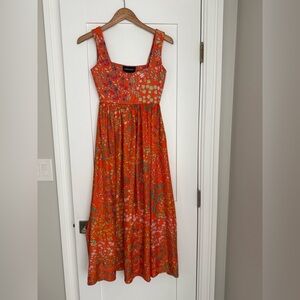 Cynthia Rowley Orange Floral Maxi Dress with Square Neck